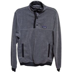 Patagonia Sweater Mens Gray Shearling Polyester Fleece Button Pullover Outdoor